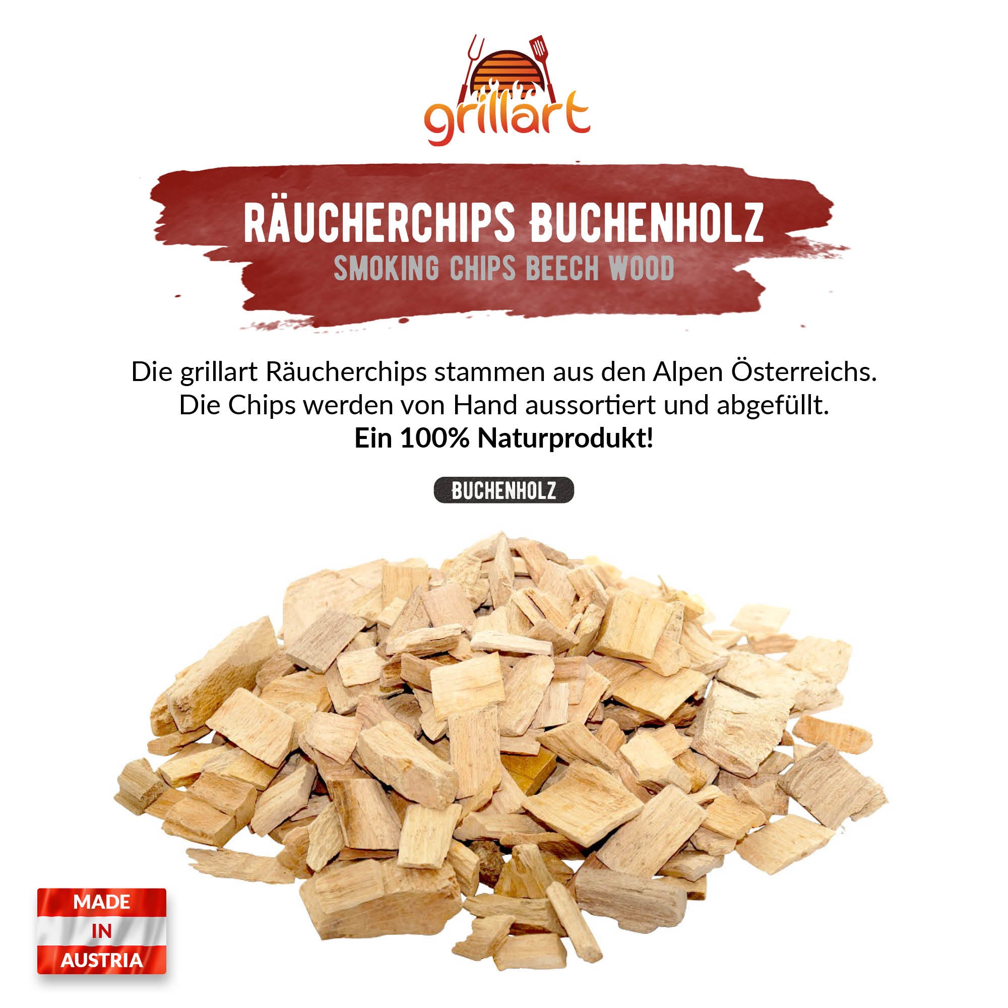 XL Premium Räucherchips Mix - sehr rauchaktives Räucherholz / Holzhackschnitzel - Vorteilspack - grillart®