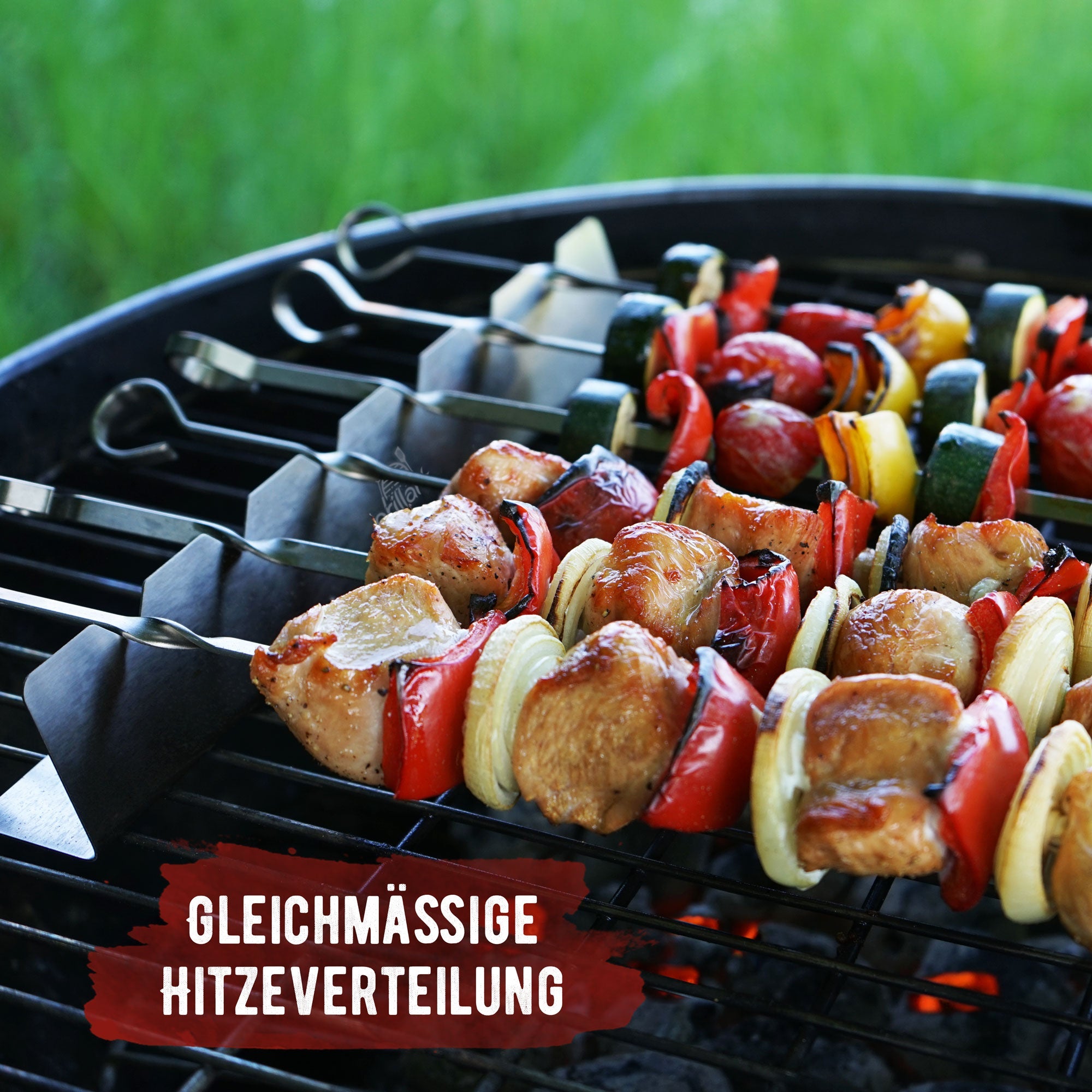 Premium Schaschlikspieße aus Edelstahl mit Gestell - grillart®